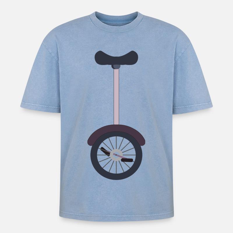 Einrad Einradfahrer - Oversized Unisex Premium Acid-Washed T-Shirt - Blau Acid Wash
