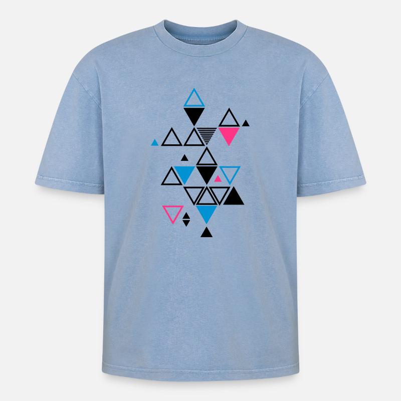 grafisches Muster - Oversized Unisex Premium Acid-Washed T-Shirt - Blau Acid Wash