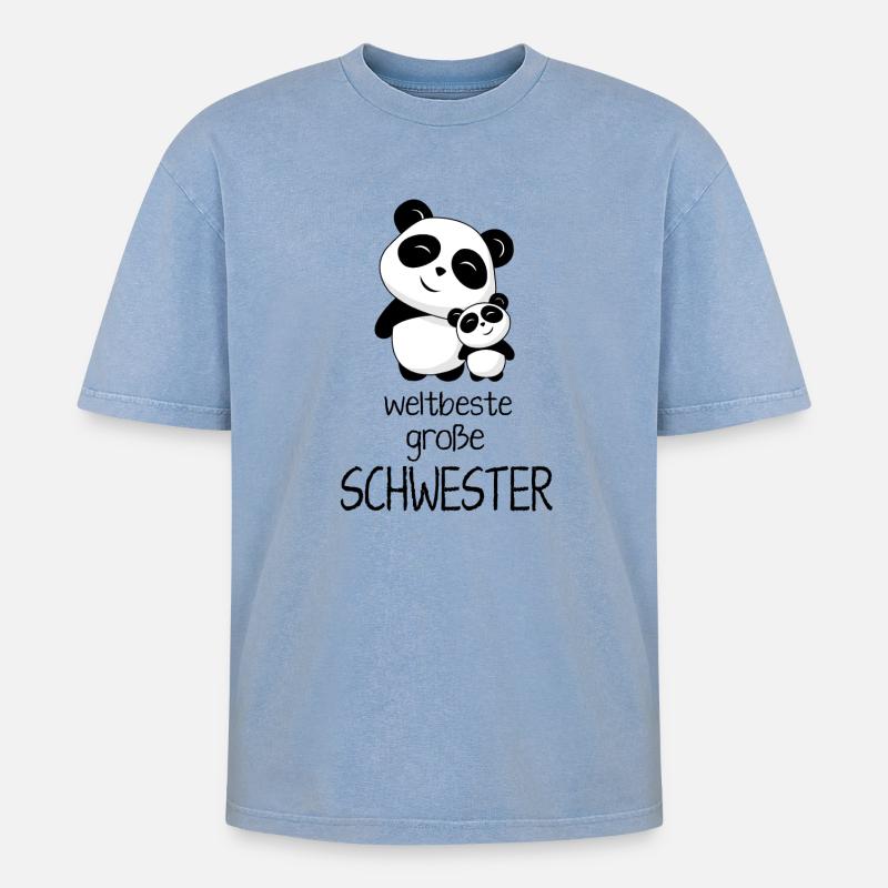 Weltbeste grosse Schwester - Oversized Unisex Premium Acid-Washed T-Shirt - Blau Acid Wash