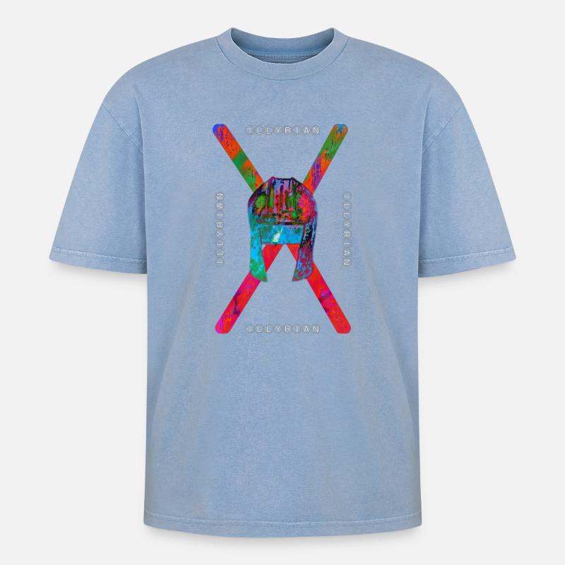Illyrian 🇦🇱 - Oversized Unisex Premium Acid-Washed T-Shirt - Blau Acid Wash