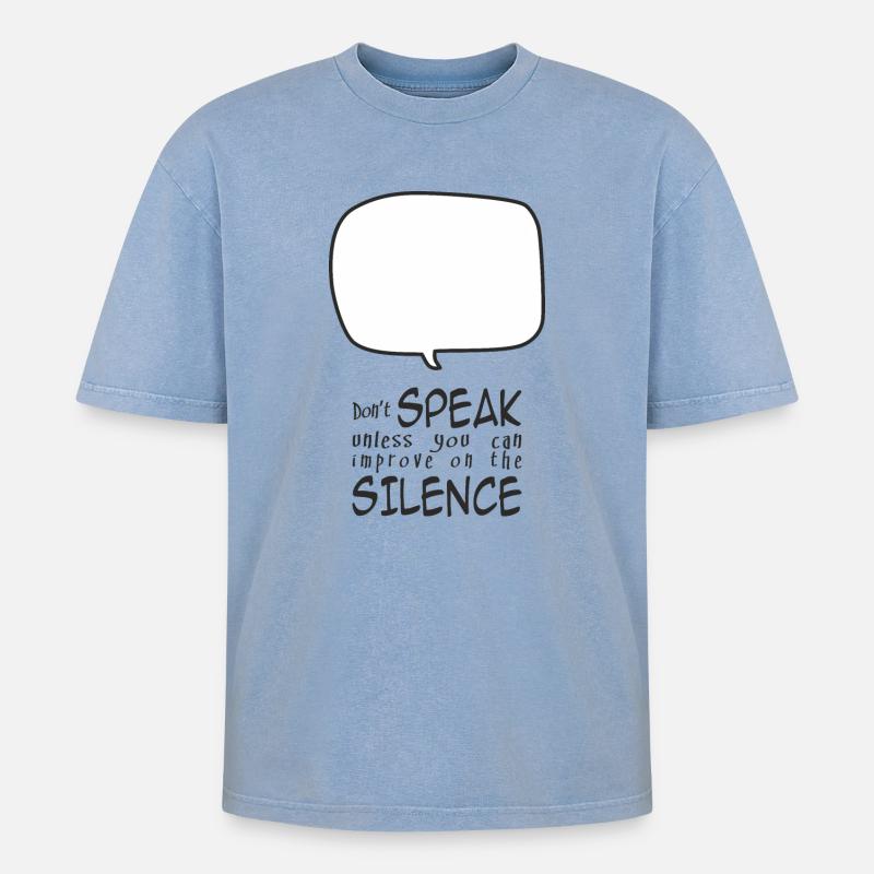 Sprechen Sie nicht - Oversized Unisex Premium Acid-Washed T-Shirt - Blau Acid Wash