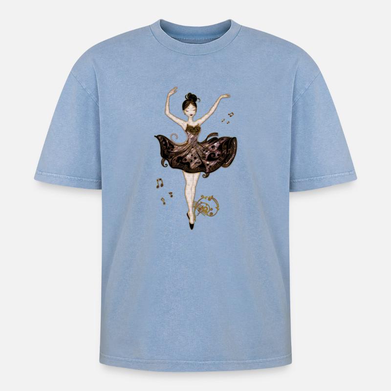 La danseuse des sons, - T-shirt Premium unisexe oversize acid-washed - bleu délavé acide