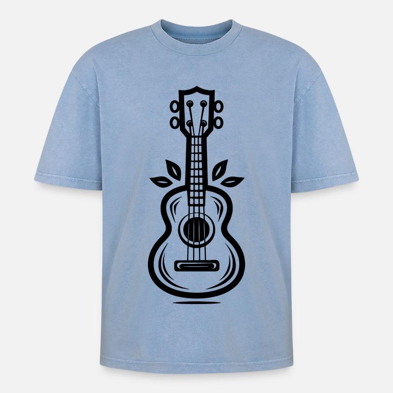 Ukulele - Oversized Unisex Premium Acid-Washed T-Shirt - Blau Acid Wash