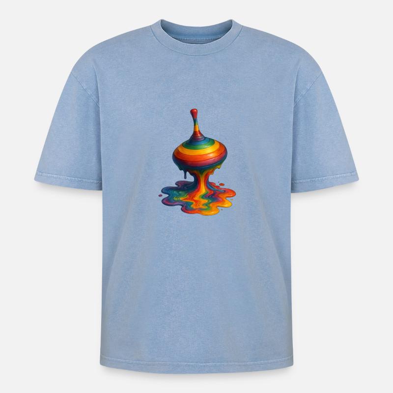 Schmelzender Kreisel - Oversized Unisex Premium Acid-Washed T-Shirt - Blau Acid Wash