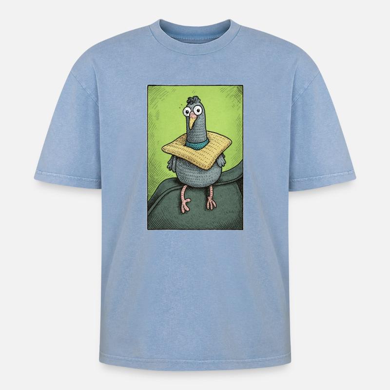 Sir Gurrington sitzt - Oversized Unisex Premium Acid-Washed T-Shirt - Blau Acid Wash