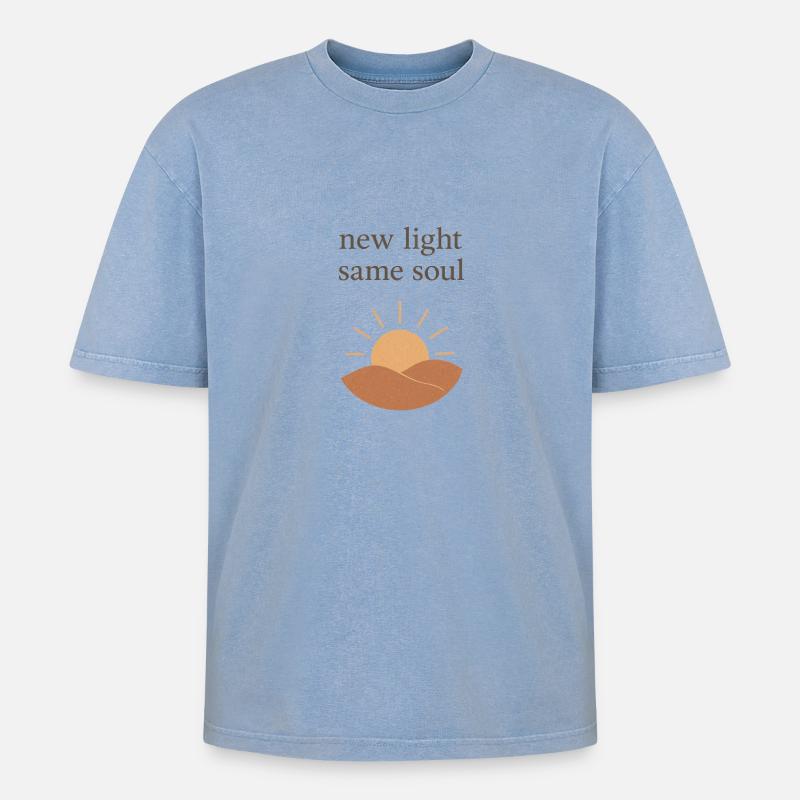 New light same soul - Oversized Unisex Premium Acid-Washed T-Shirt - Blau Acid Wash