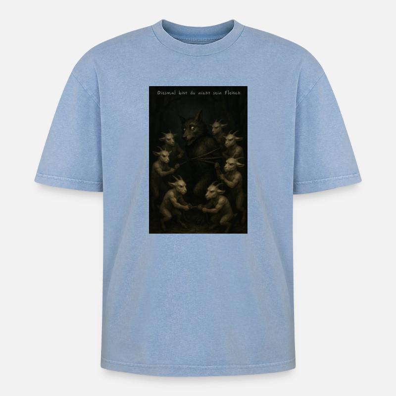Kampf - Oversized Unisex Premium Acid-Washed T-Shirt - Blau Acid Wash
