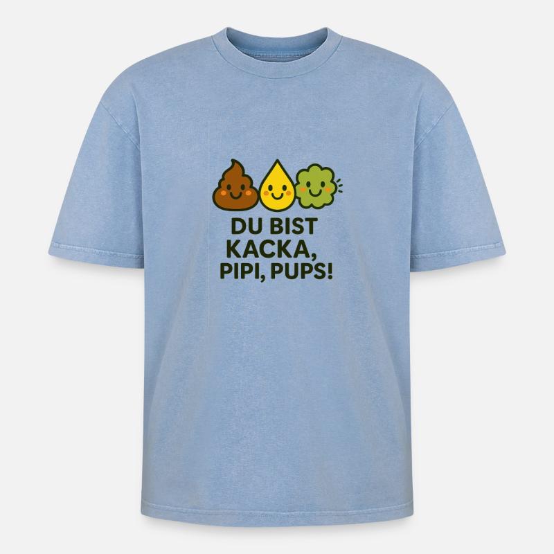 Du bist... - Oversized Unisex Premium Acid-Washed T-Shirt - Blau Acid Wash