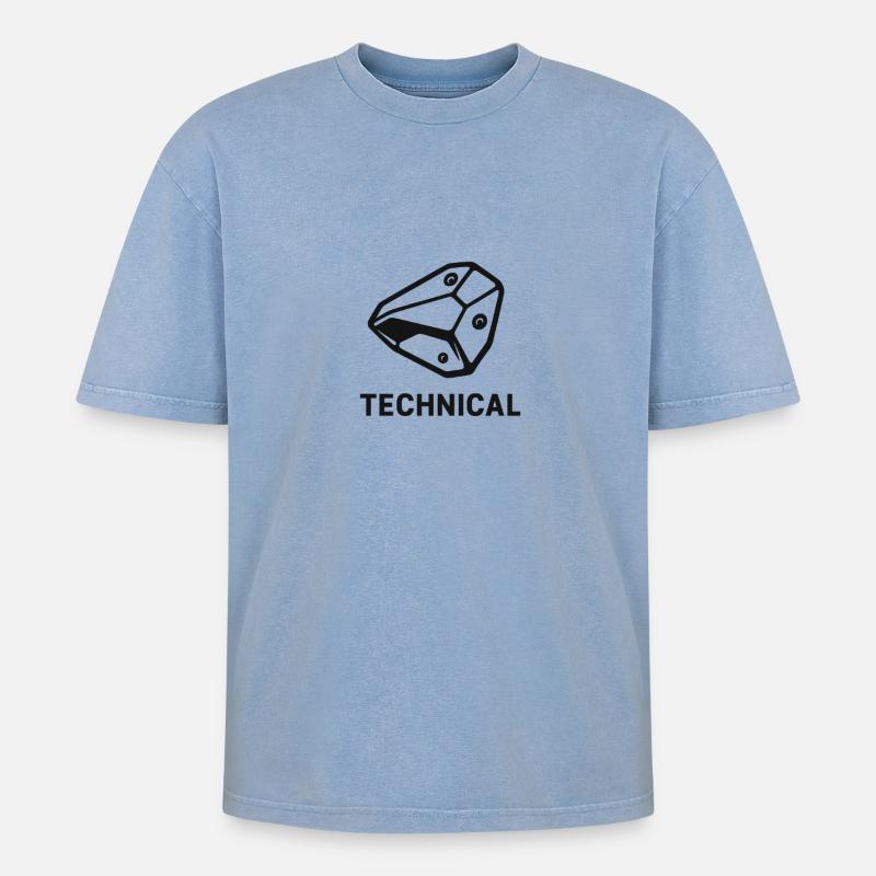 Technical Boulder - Oversized Unisex Premium Acid-Washed T-Shirt - acid washed blue