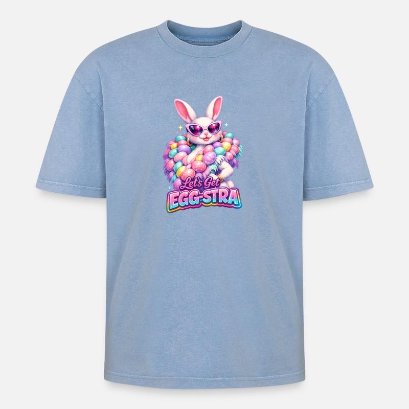 Easter Lets Get Egg-stra - Oversized Unisex Premium Acid-Washed T-Shirt - acid washed blue