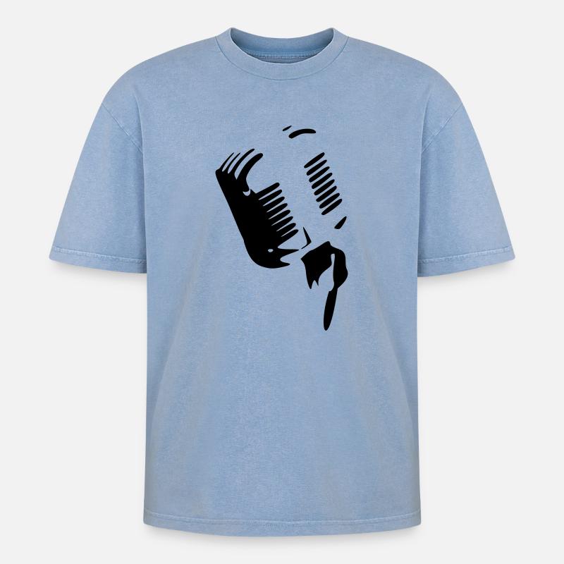 Mikrofon - Oversized Unisex Premium Acid-Washed T-Shirt - Blau Acid Wash