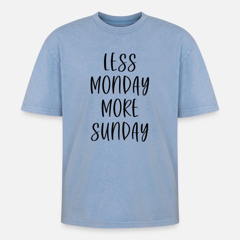Moins Lundi Plus Dimanche - T-shirt Premium unisexe oversize acid-washed - bleu délavé acide