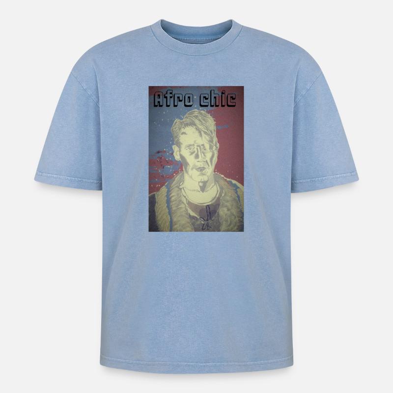 Afro chic - T-shirt Premium unisexe oversize acid-washed - bleu délavé acide