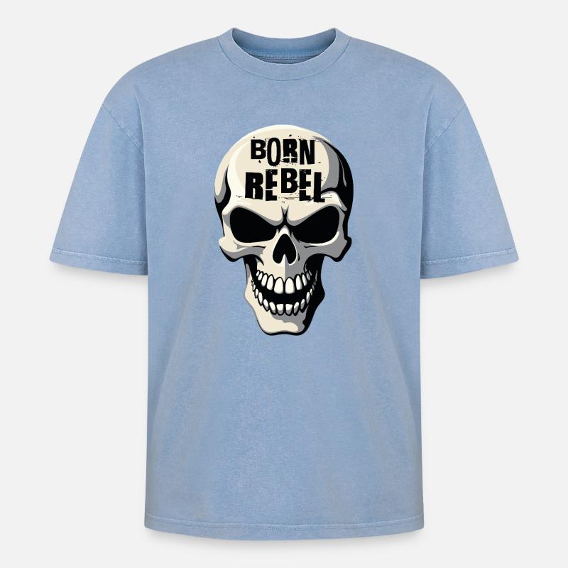 Schädel von Helfspawn - Oversized Unisex Premium Acid-Washed T-Shirt - Blau Acid Wash