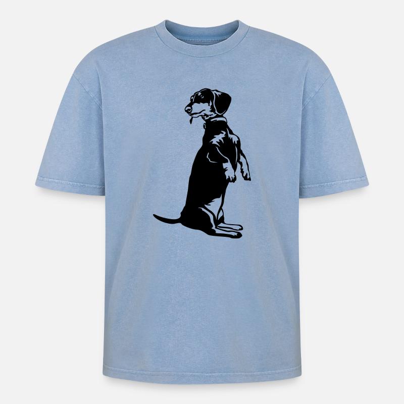 Dackel - Oversized Unisex Premium Acid-Washed T-Shirt - Blau Acid Wash