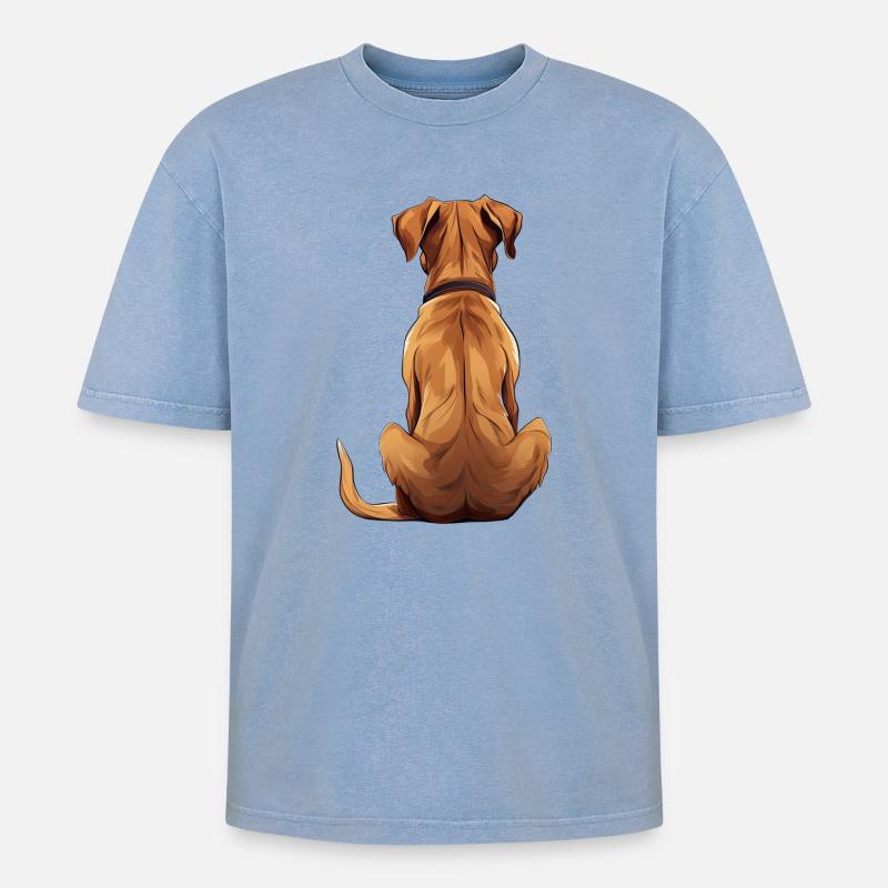 Rhodesian Ridgeback - T-shirt Premium unisexe oversize acid-washed - bleu délavé acide