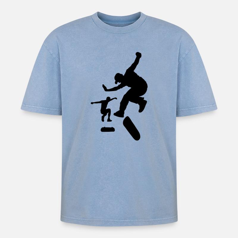 Skateboard - T-shirt Premium unisexe oversize acid-washed - bleu délavé acide