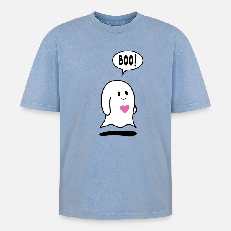 Kleiner Geist, Geist mit Herz - Oversized Unisex Premium Acid-Washed T-Shirt - Blau Acid Wash