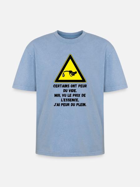 Peur du plein d'essence - T-shirt Premium unisexe oversize acid-washed - bleu délavé acide