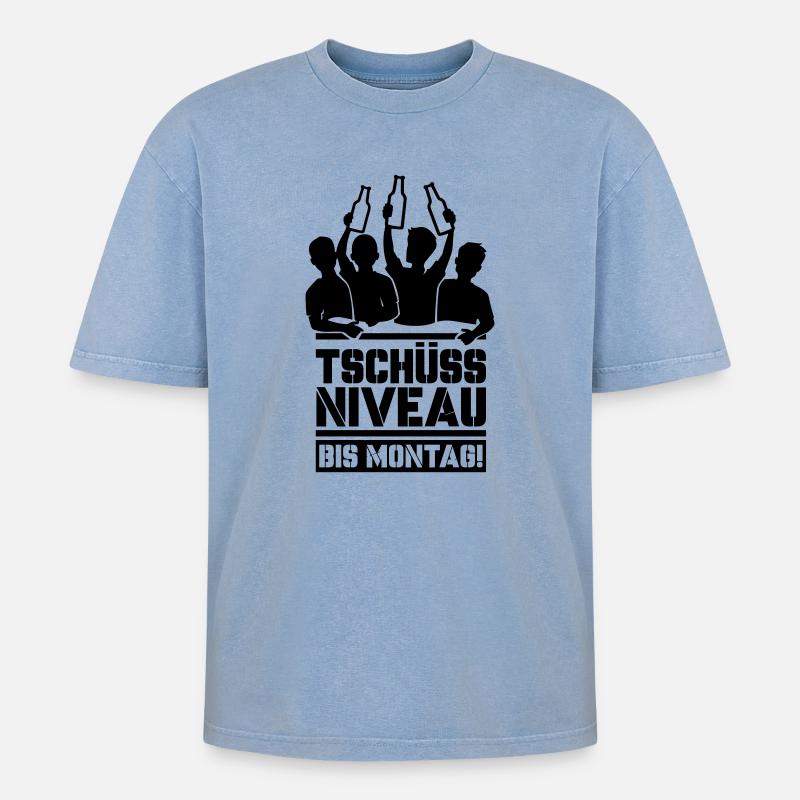 Bye bye level until Monday - Oversized Unisex Premium Acid-Washed T-Shirt - acid washed blue