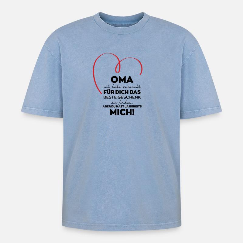 Oma Großmutter lustiges Geschenk - Oversized Unisex Premium Acid-Washed T-Shirt - Blau Acid Wash