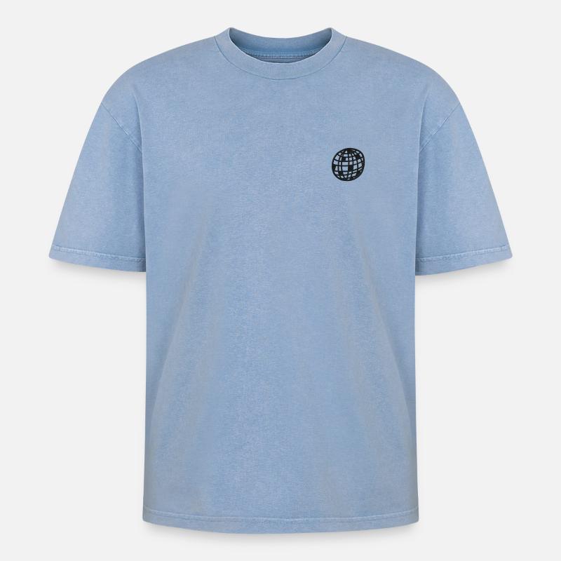 Diskokugel - Oversized Unisex Premium Acid-Washed T-Shirt - Blau Acid Wash