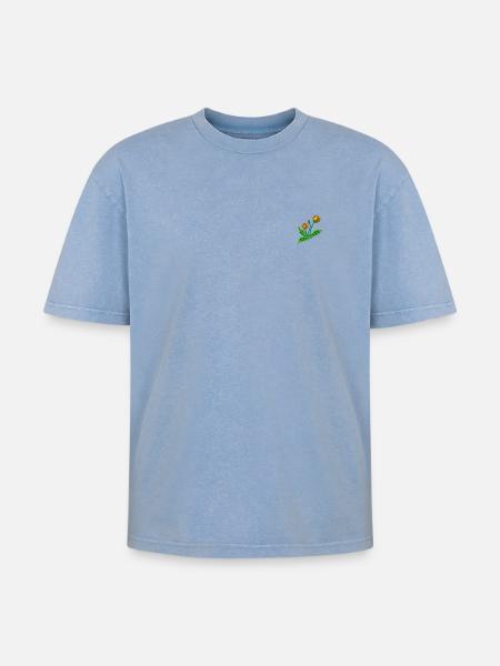 Dandelion - Oversized Unisex Premium Acid-Washed T-Shirt - acid washed blue