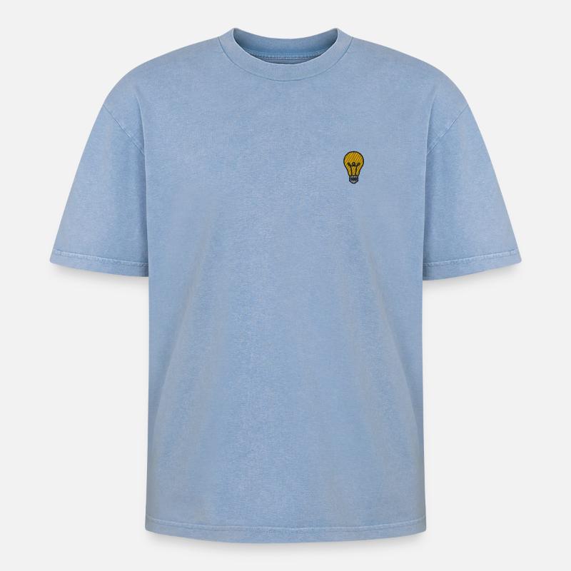 Ampoule brodée - T-shirt Premium unisexe oversize acid-washed - bleu délavé acide