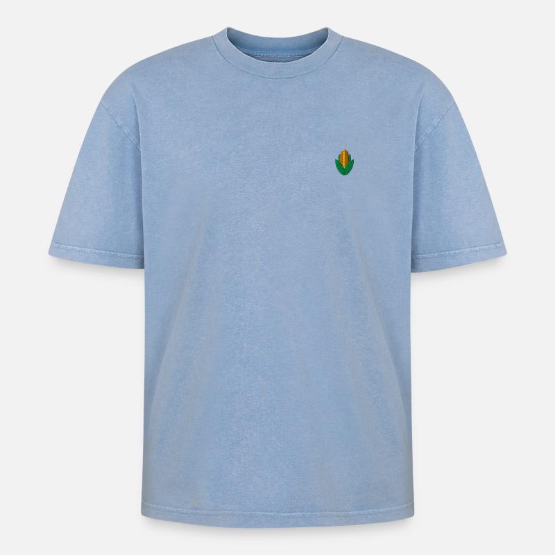 Maïs brodé - T-shirt Premium unisexe oversize acid-washed - bleu délavé acide