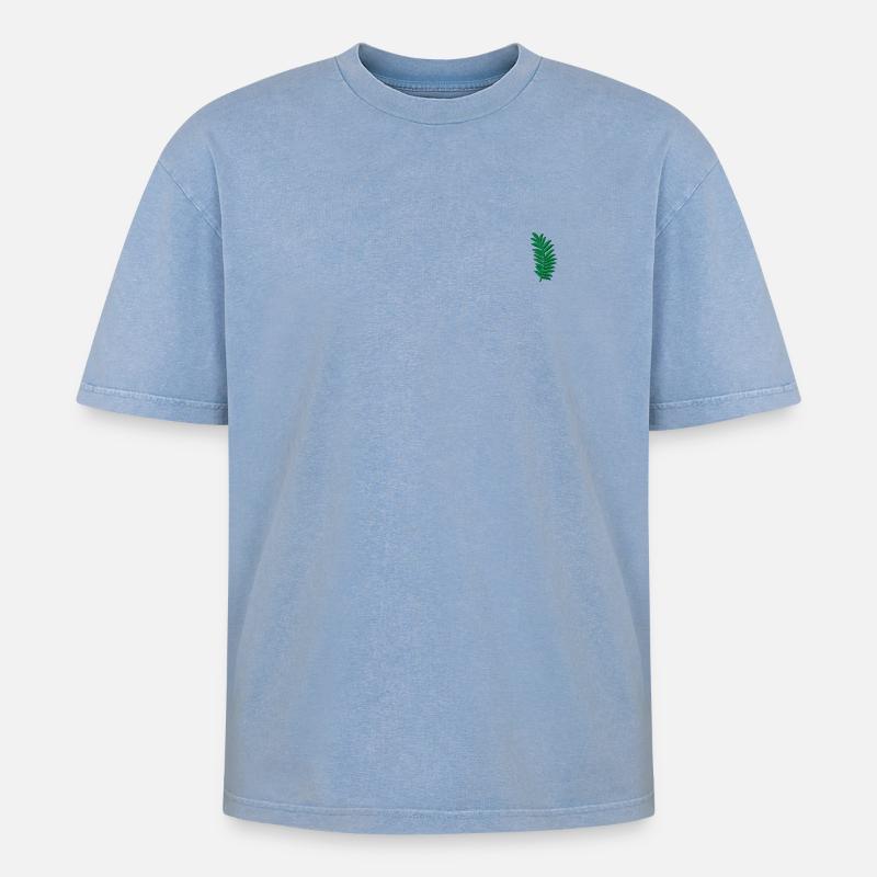 Feuille de palmier brodée - T-shirt Premium unisexe oversize acid-washed - bleu délavé acide