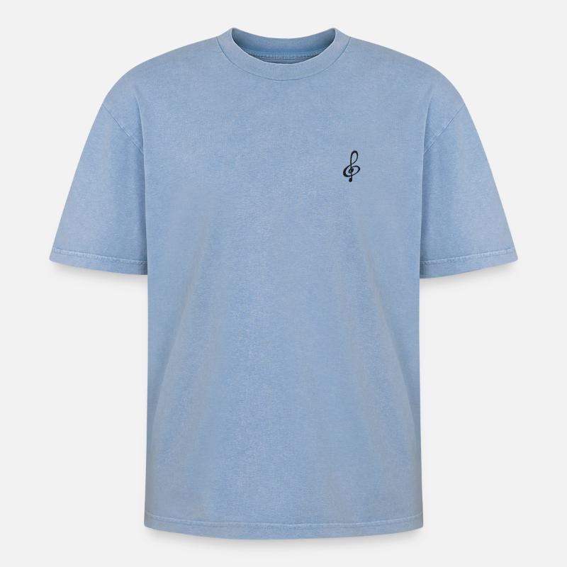 Note brodée - T-shirt Premium unisexe oversize acid-washed - bleu délavé acide