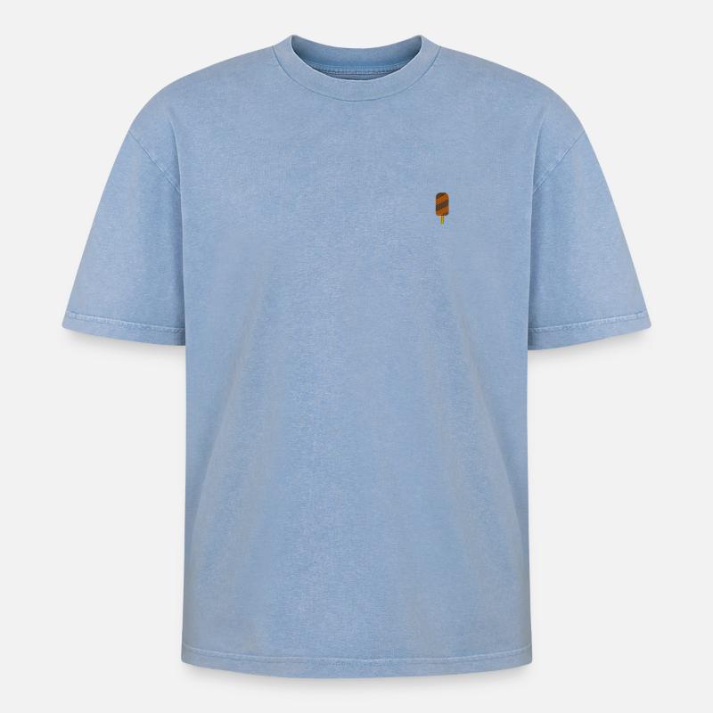 Icecream - Oversized Unisex Premium Acid-Washed T-Shirt - Blau Acid Wash