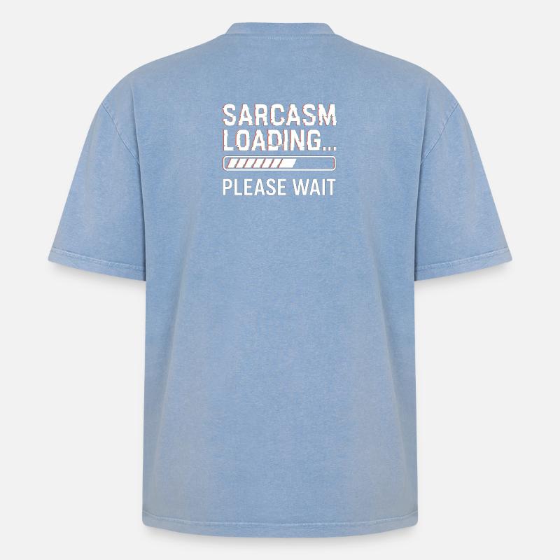 Sarkasmus  - Oversized Unisex Premium Acid-Washed T-Shirt - Blau Acid Wash