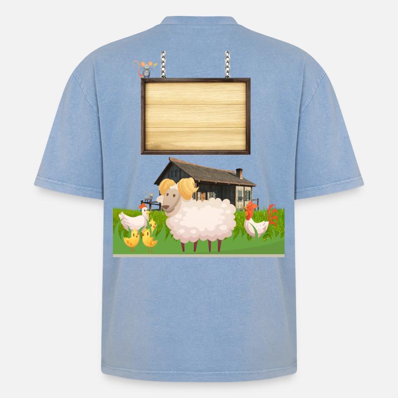Pasture Pals Rustic-Bauernhof-Schild - Oversized Unisex Premium Acid-Washed T-Shirt - Blau Acid Wash
