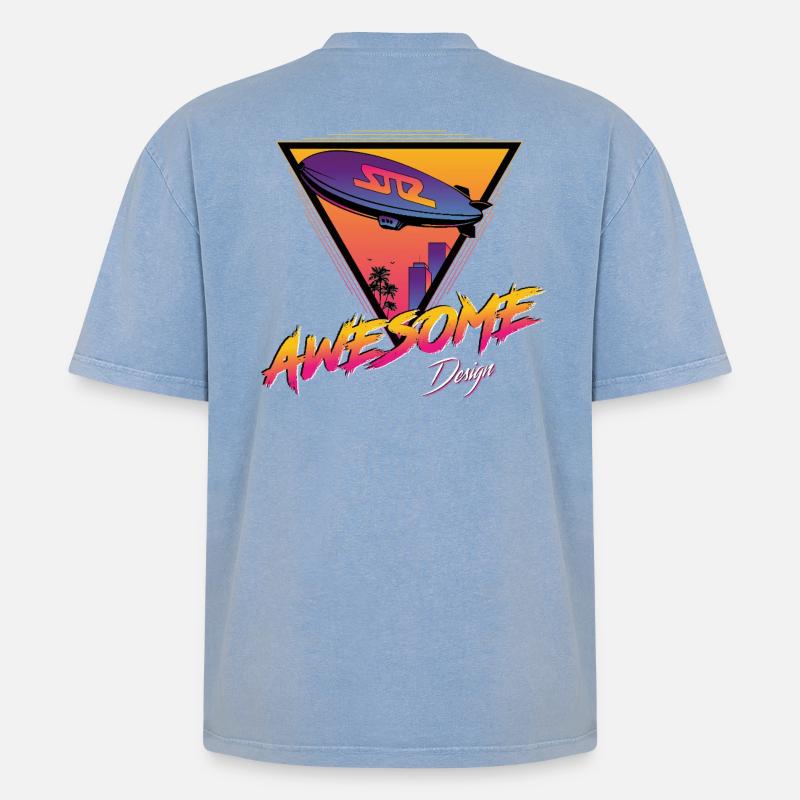 Dirigeable - T-shirt Premium unisexe oversize acid-washed - bleu délavé acide