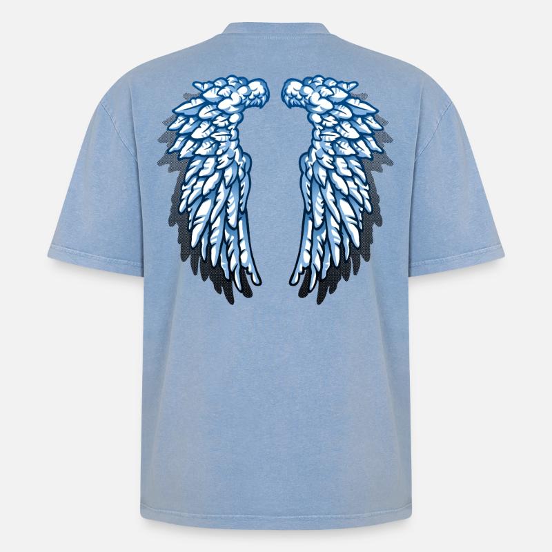 Ich bin ein Engel - Oversized Unisex Premium Acid-Washed T-Shirt - Blau Acid Wash