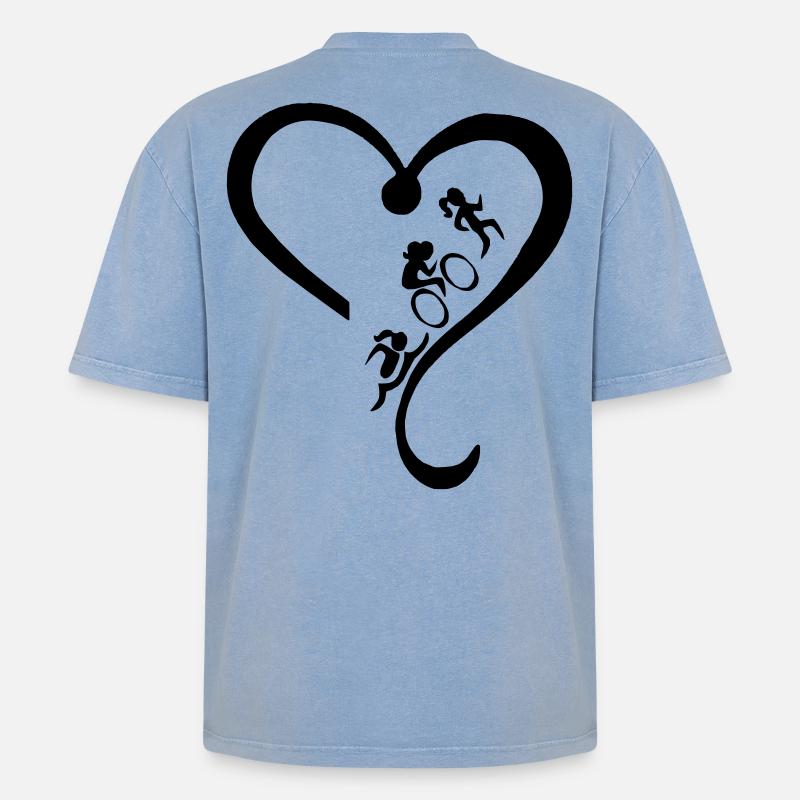 Triathlon-holic - Oversized Unisex Premium Acid-Washed T-Shirt - Blau Acid Wash