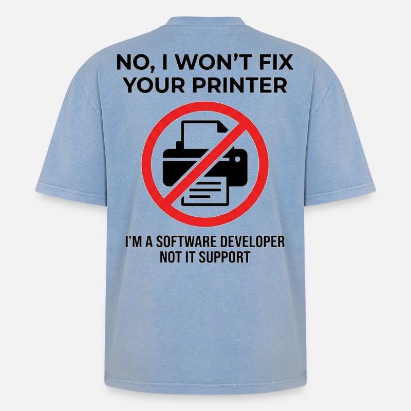 Programmer: not IT support - Oversized Unisex Premium Acid-Washed T-Shirt - acid washed blue