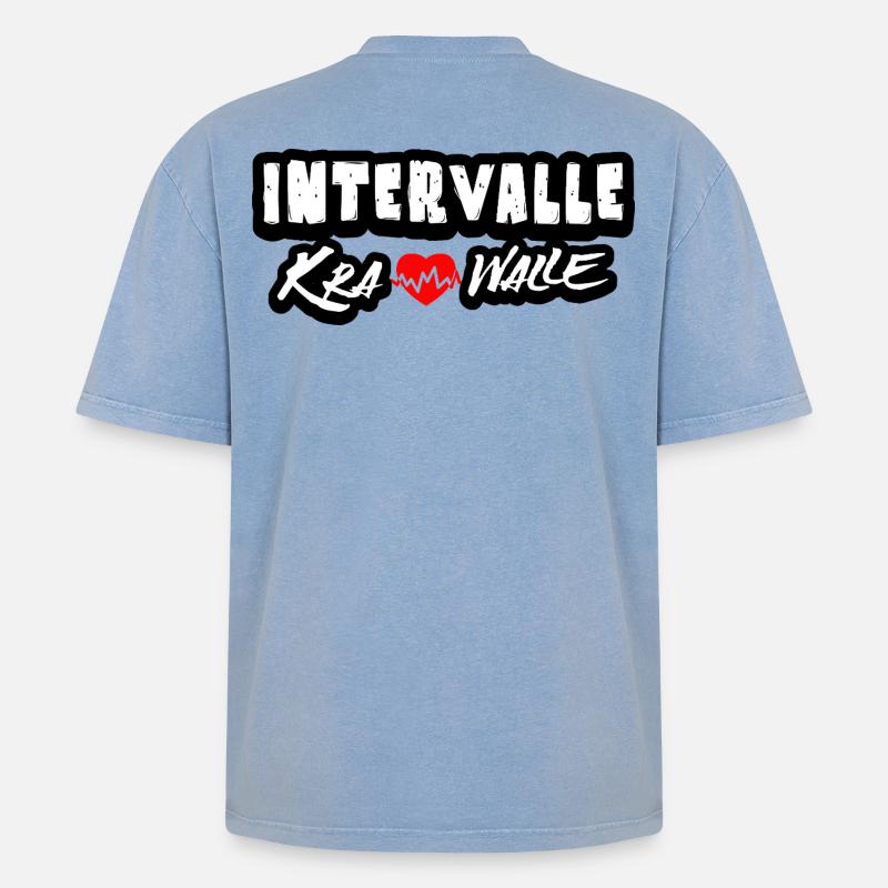 Intervalle Krawalle - Oversized Unisex Premium Acid-Washed T-Shirt - Blau Acid Wash