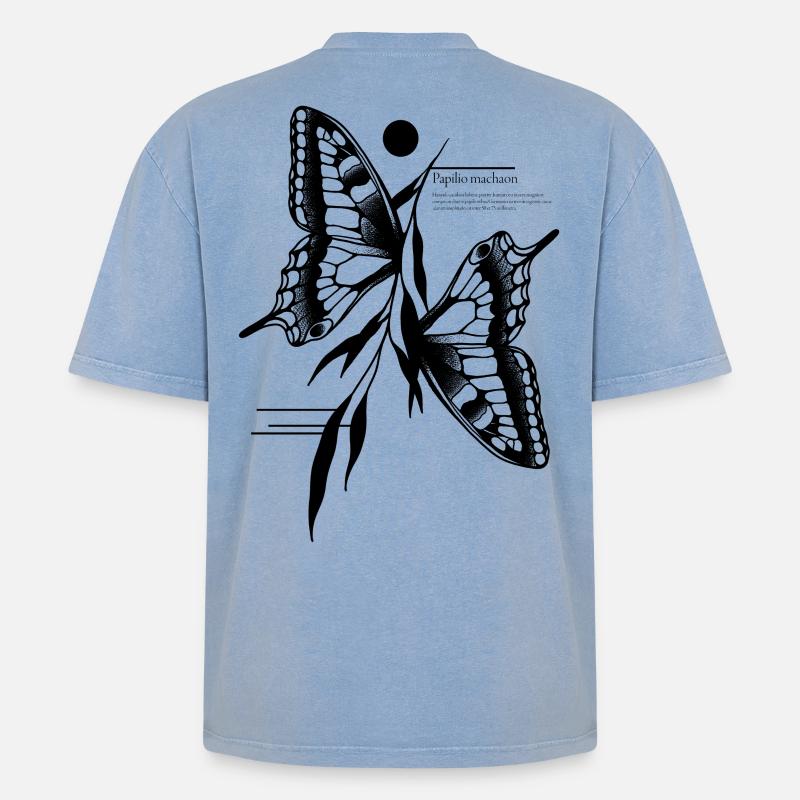 Papillon à queue d’aronde - T-shirt Premium unisexe oversize acid-washed - bleu délavé acide