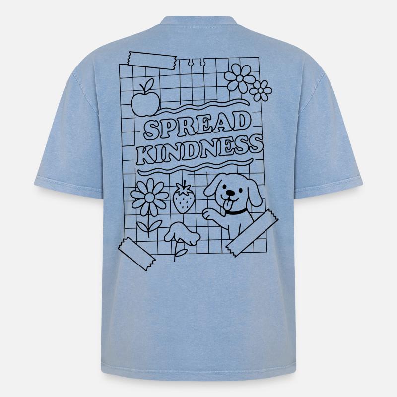 Spread Kindness - Oversized Unisex Premium Acid-Washed T-Shirt - Blau Acid Wash