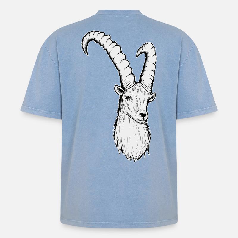 Steinbock Sternzeichen - Oversized Unisex Premium Acid-Washed T-Shirt - Blau Acid Wash