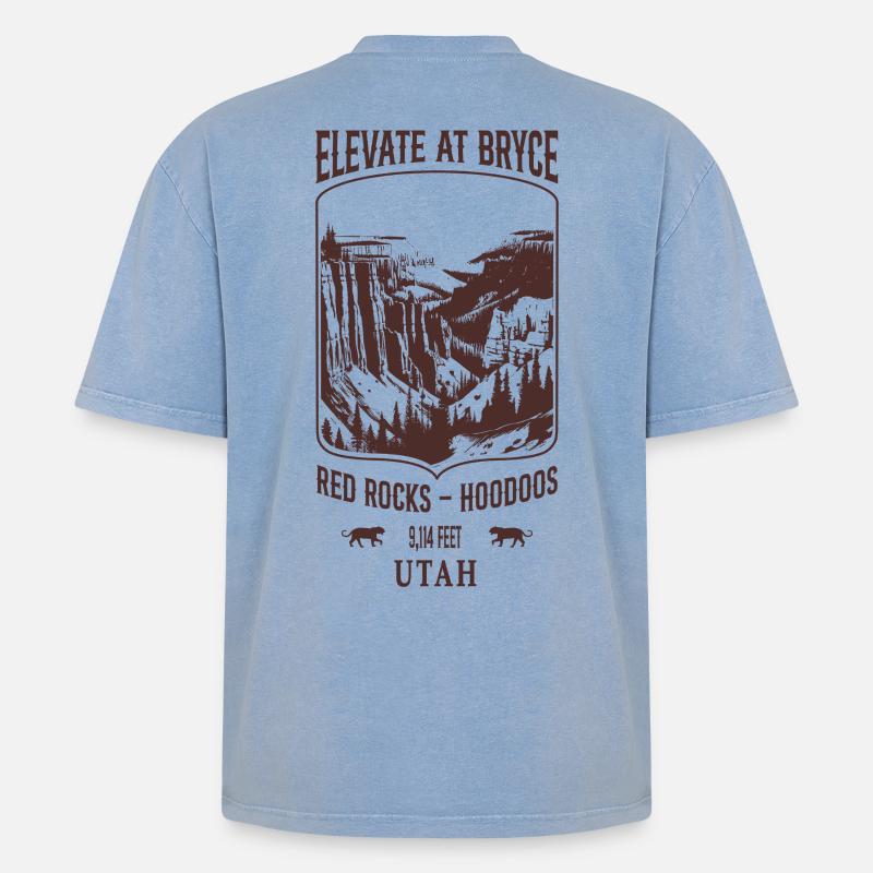 Elevate bei Bryce - Oversized Unisex Premium Acid-Washed T-Shirt - Blau Acid Wash