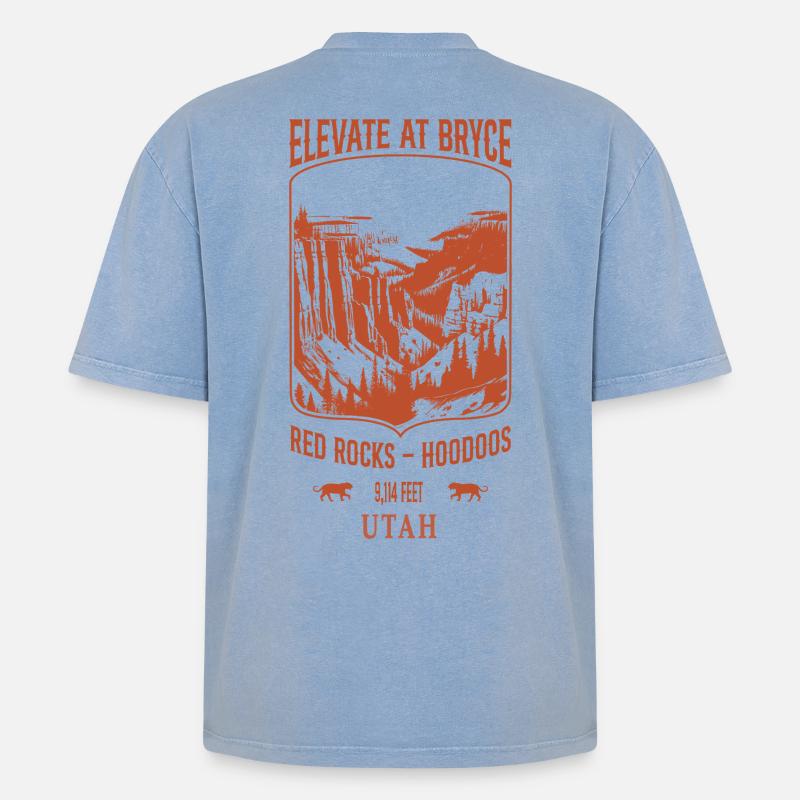 Elevate at Bryce - Sand - Oversized Unisex Premium Acid-Washed T-Shirt - acid washed blue