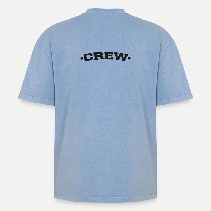crew - Oversized Unisex Premium Acid-Washed T-Shirt - Blau Acid Wash