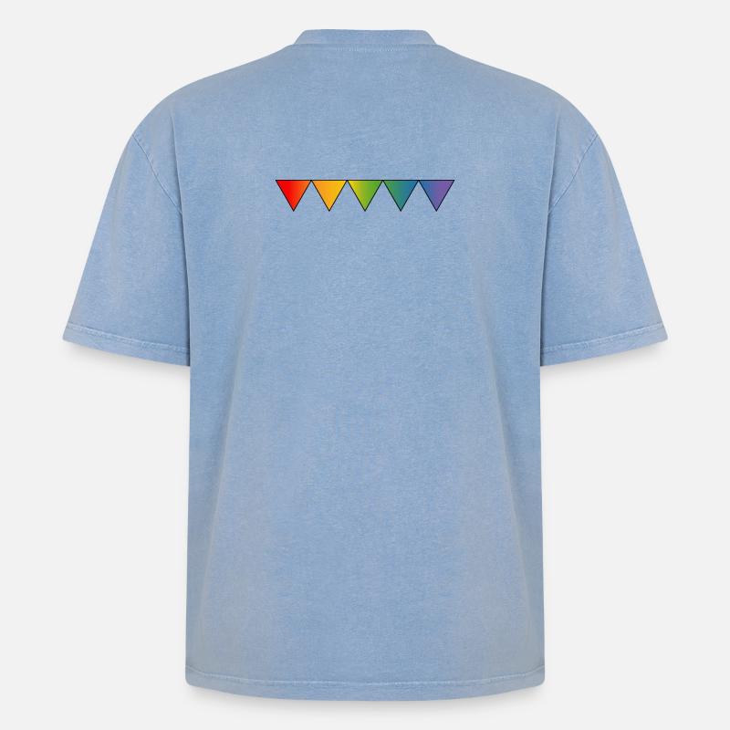 Regenbogen queer triangles - Oversized Unisex Premium Acid-Washed T-Shirt - Blau Acid Wash