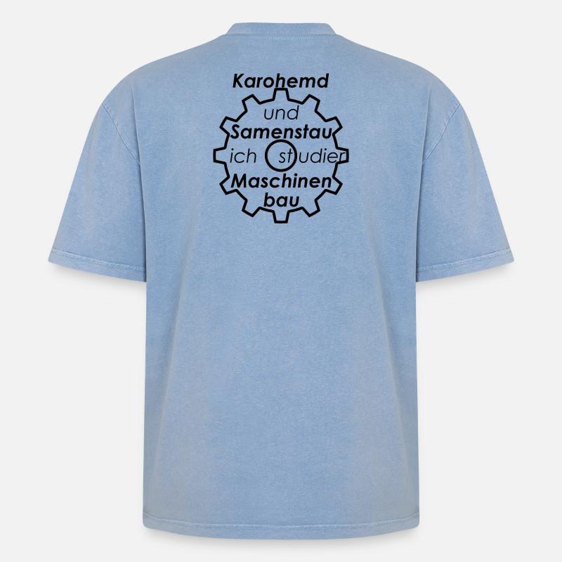 Unispruch "Karohemd und Samenstau" Studenten - Oversized Unisex Premium Acid-Washed T-Shirt - Blau Acid Wash