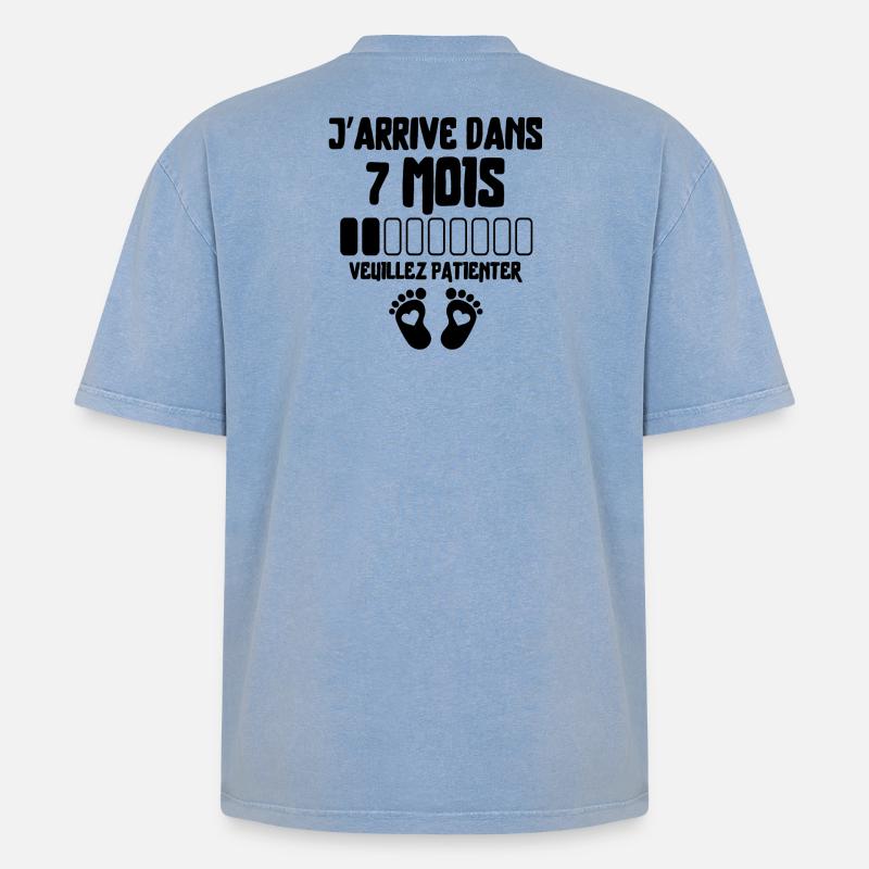 Werdender Vater, werdende Mutter, Schwangerschaft - Oversized Unisex Premium Acid-Washed T-Shirt - Blau Acid Wash