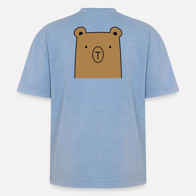 Bär Bärchen Knuddelbär Geschenkidee - Oversized Unisex Premium Acid-Washed T-Shirt - Blau Acid Wash