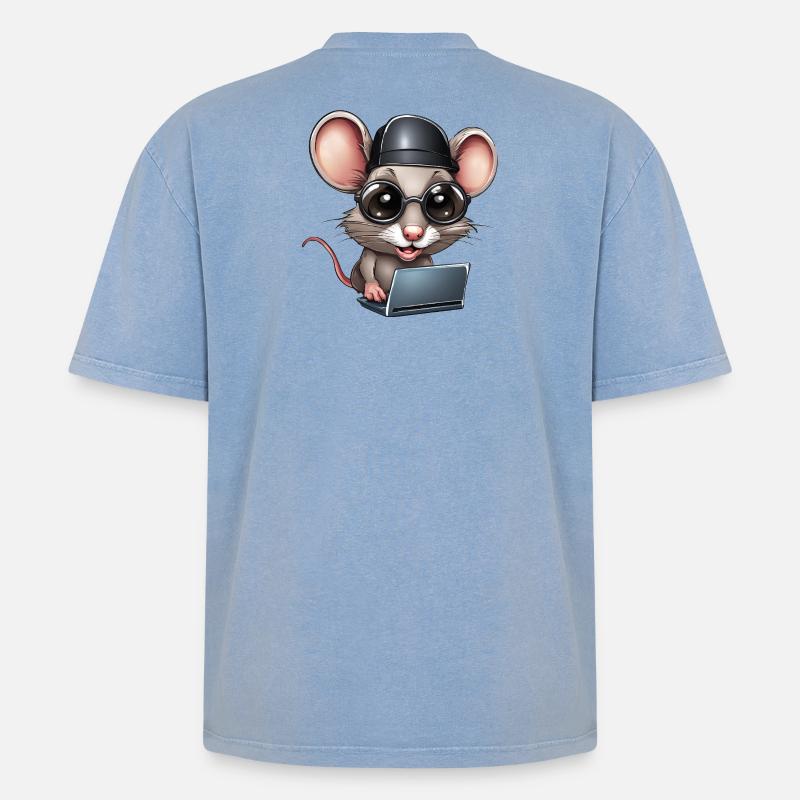 Computer, Informatikfreak, Informatiker - Oversized Unisex Premium Acid-Washed T-Shirt - Blau Acid Wash
